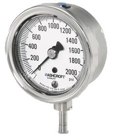 35 1009AW 02L 30IMV & 30# - Pressure Gauge, 3.5" Bronze 1/4" NPT Lower conn & stainless Case, 30"hg/30 psi