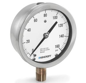 45 1009A 02L 100# - Pressure Gauge, 4.5" Bronze 1/4" NPT Lower conn & stainless Case, 0/100 psi